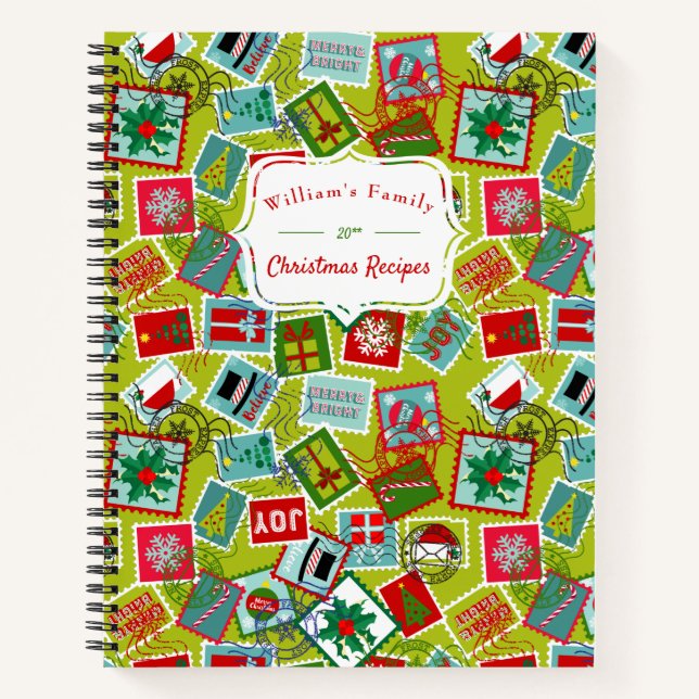 Weihnachten Briefmarke Weihnachten Rezept Notizbuch (Vorderseite)