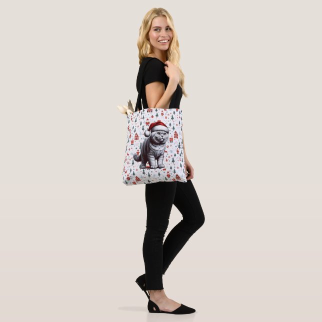 Weihnachten Britische Kurzhaarkatze, Weihnachten W Tasche (Am Model)