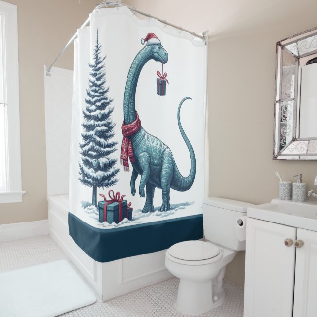 Weihnachten Brontosaurus dinosaurier Duschvorhang (Beispiel)