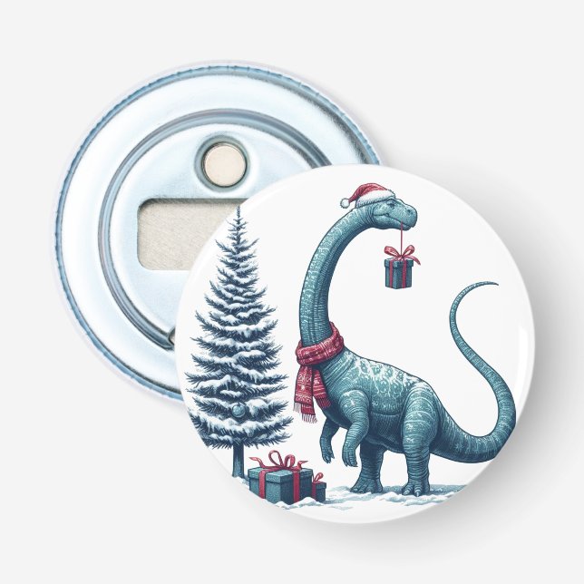 Weihnachten Brontosaurus dinosaurier Flaschenöffner (Vorderseite)