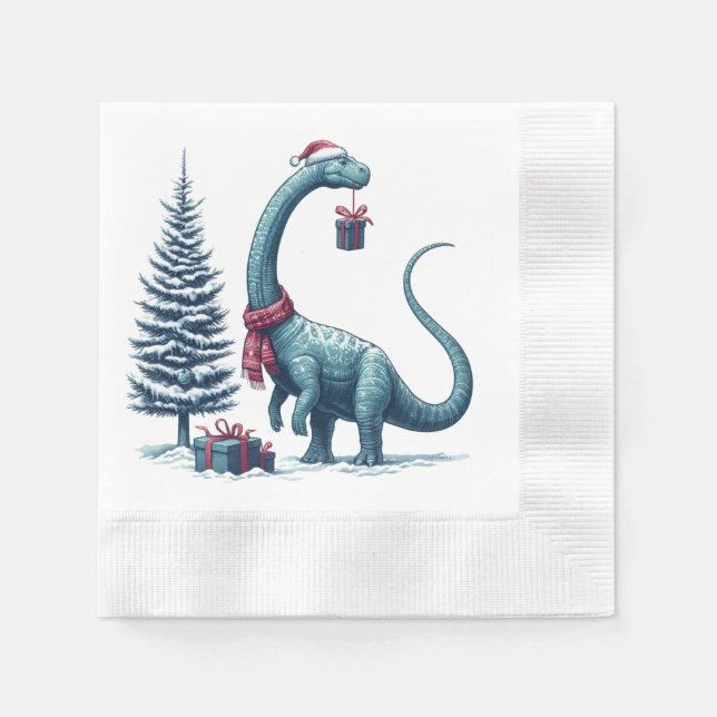 Weihnachten Brontosaurus dinosaurier Serviette (Vorderseite)
