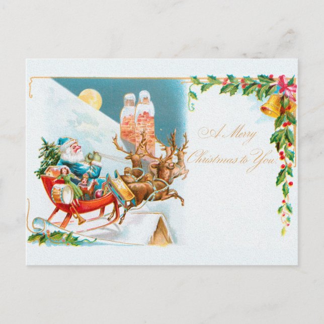 Weihnachten, Brundage Kinder und Santas Postkarte (Vorderseite)