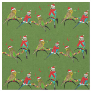 Weihnachten Budgie Frenzy Fabric (grün) Stoff