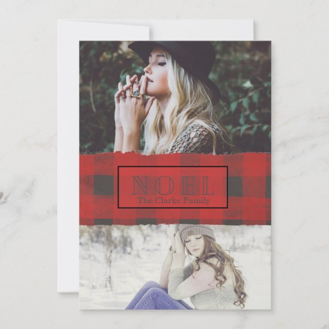 Weihnachten Buffalo Karo Zwei Fotos (Vorderseite)