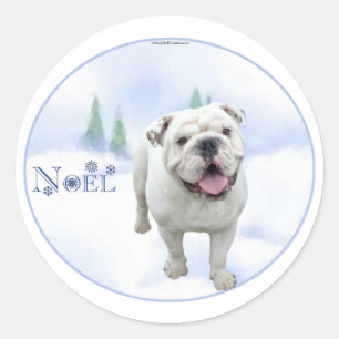 Weihnachten-Bulldoggen-Aufkleber Runder Aufkleber