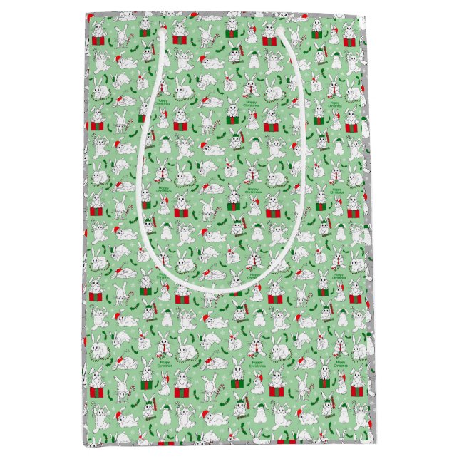 Weihnachten Bunnies Mittlere Geschenktüte (Vorderseite)