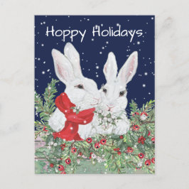 Weihnachten Bunny Rabbits Snowy Holly Berry Holida