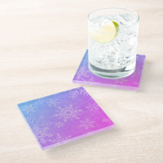 Weihnachten bunt Schneeflocken Glass Untersetzer