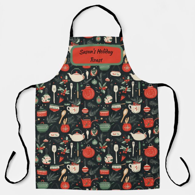 Weihnachten, bunt, topf, Mistel, Kochen, Küche  Schürze (Vorderseite)