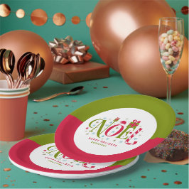 Weihnachten bunt und lustig Typografie zurücktrete Pappteller