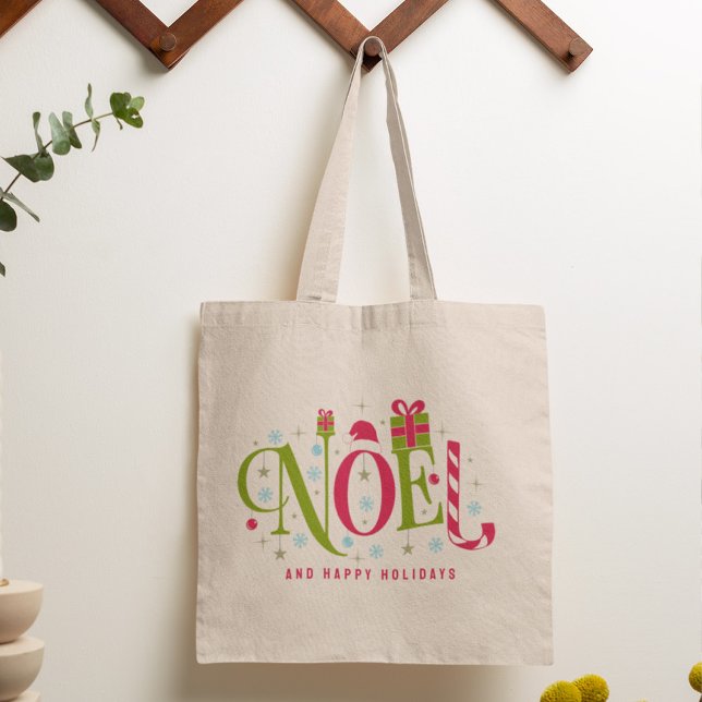 Weihnachten bunt und lustig Typografie zurücktrete Tragetasche (Von Creator hochgeladen)