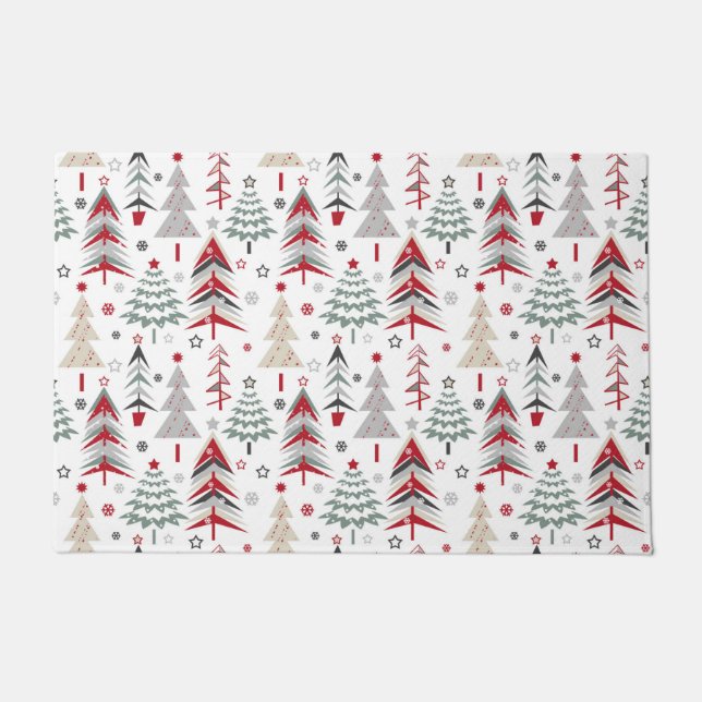 Weihnachten, bunt, Weihnachtsbaum, rot, grün Fußmatte (Vorderseite)