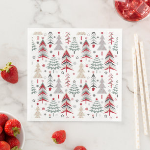 Weihnachten, bunt, Weihnachtsbaum, rot, grün Serviette