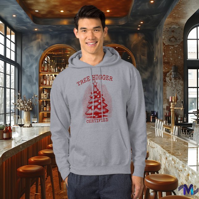 Weihnachten - Burgund Retro Halftone Tree Hoodie (Von Creator hochgeladen)