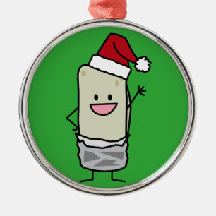 Weihnachten Burrito Wave Hallo Weihnachtsmannmütze Silbernes Ornament