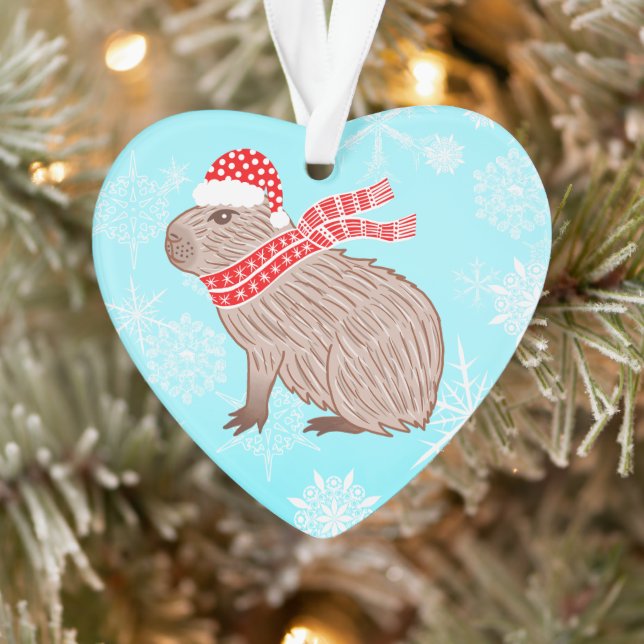 Weihnachten Capybara Lover Funny Heart Shaped Ornament (Baum)