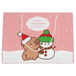 Weihnachten Capybara und Schneemann Niedlich Große Geschenktüte