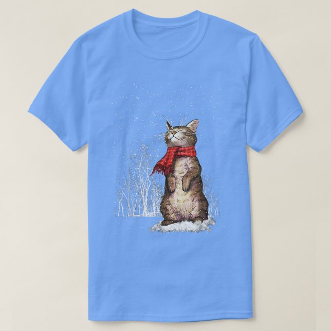 Weihnachten Cat Scaro Snowflakes Tabby T-Shirt (Design vorne)