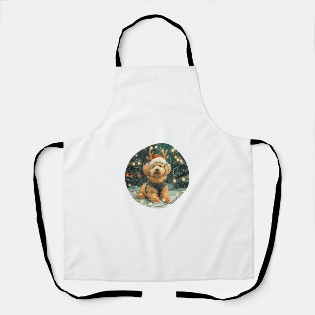Weihnachten Cavapoo Rentierhunde Weihnachtsmannmüt Schürze (Vorderseite)