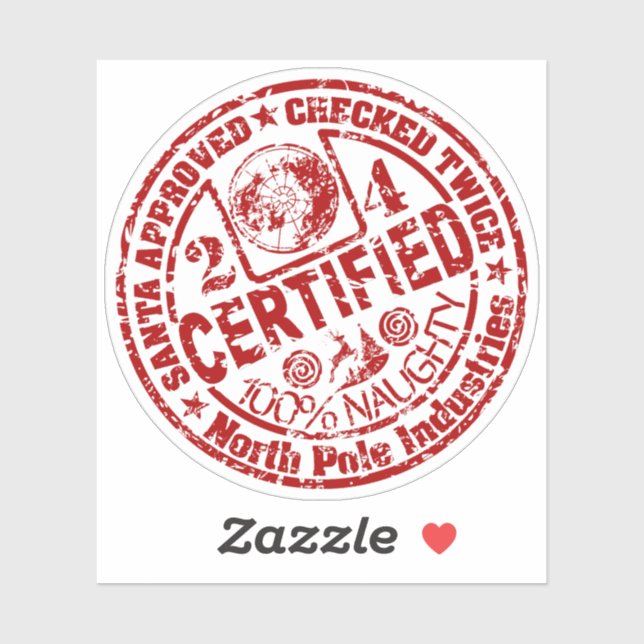 Weihnachten "Certified Naughty" Aufkleber (Blatt)