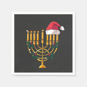 Weihnachten Chanukka jüdisch Santa Menora Serviette