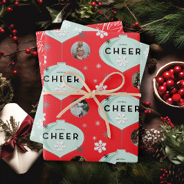 Weihnachten Cheer Retro Ornament Familie Name Weih Geschenkpapier Set