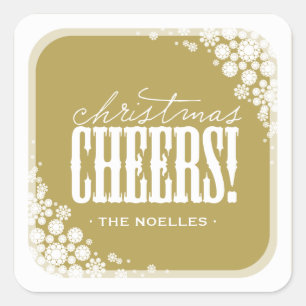 Weihnachten Cheers Elegante Schneeflocken Moderner Quadratischer Aufkleber