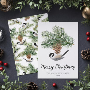 Weihnachten Chickade auf Pine Cone Rustikaler Wint