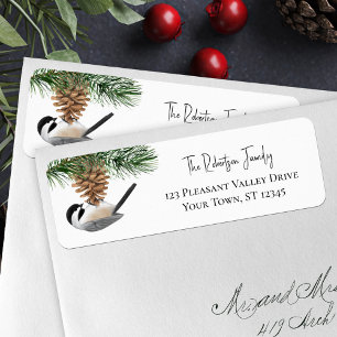 Weihnachten Chickadee Pinecone Rücksendeadresse
