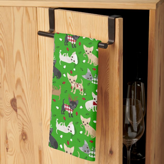 Weihnachten Chihuahua All Coats Küchentuch (Drittel gefaltet)