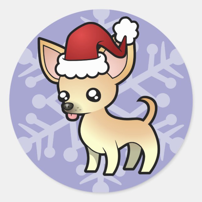 Weihnachten Chihuahua (glatter Mantel) Runder Aufkleber (Vorderseite)