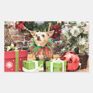 Weihnachten - Chihuahua - Meilen Rechteckiger Aufkleber