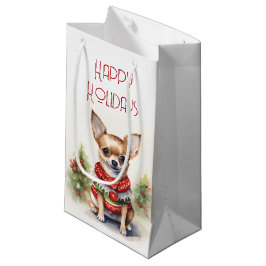 Weihnachten Chihuahua mit Weihnachtskraut Kleine Geschenktüte
