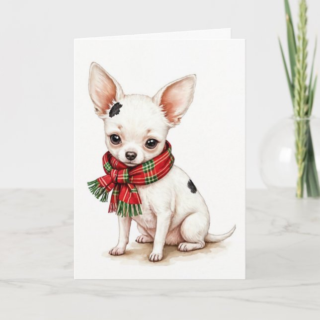 Weihnachten Chihuahua mit Winterskarte Karte (Vorderseite)