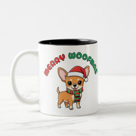 Weihnachten Chihuahua Tasse: Fröhliche Woofmas Zweifarbige Tasse