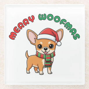 Weihnachten Chihuahua Untersetzer: Fröhliche Woofm Glasuntersetzer