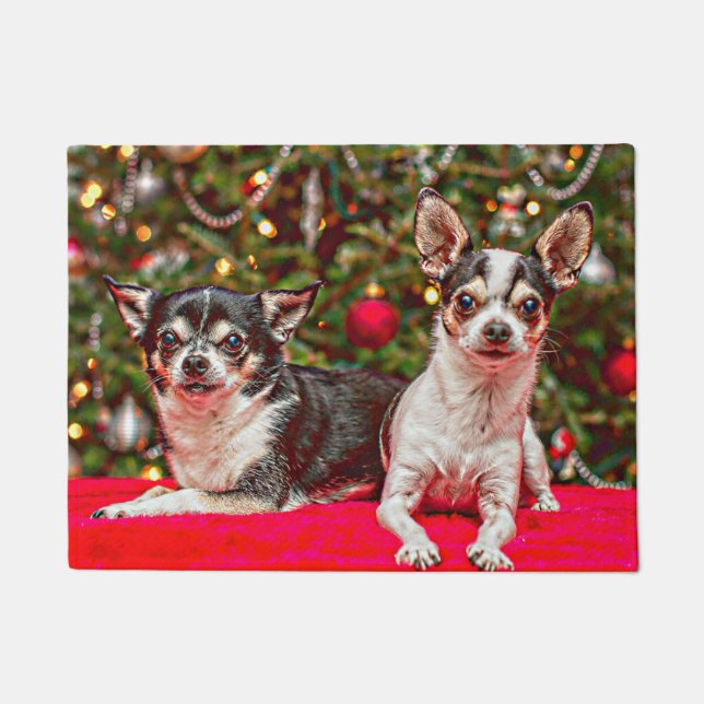 Weihnachten Chihuahuas Fußmatte (Vorderseite)