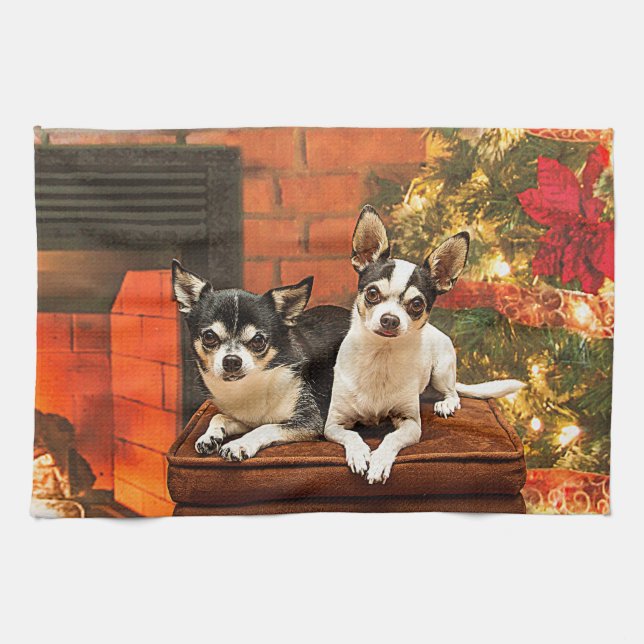 Weihnachten Chihuahuas Handtuch (Horizontal)