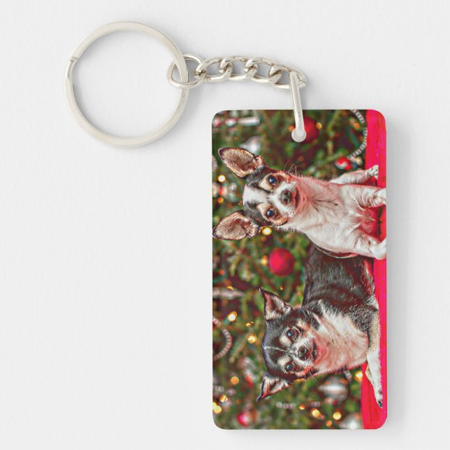 Weihnachten Chihuahuas Schlüsselanhänger (Vorderseite)