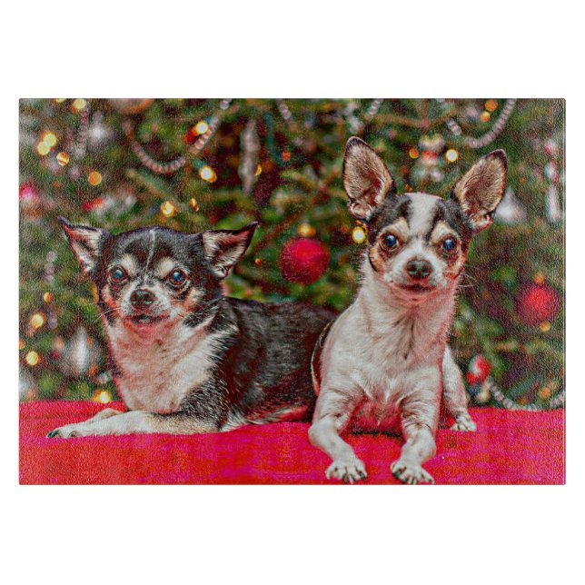 Weihnachten Chihuahuas Schneidebrett (Vorderseite)