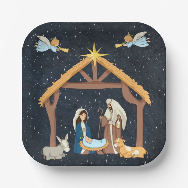 Weihnachten Christi Geburt Pappteller (Vorderseite)