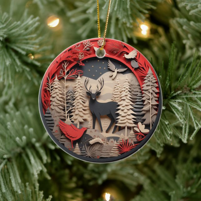 Weihnachten Christlich Personalisiert Rustikal Keramik Ornament (Baum)