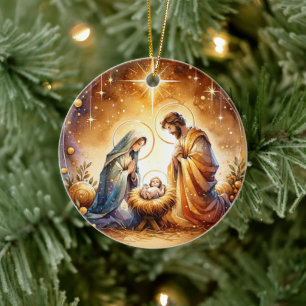 Weihnachten Christliche Personalisierte Geburt Keramik Ornament