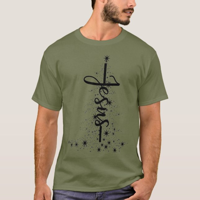 Weihnachten Christlicher Star Jesus Weihnachtsbaum T-Shirt (Vorderseite)