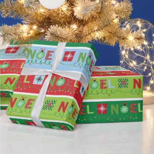Weihnachten Christmas-Lichter Festive Typografie Geschenkpapier