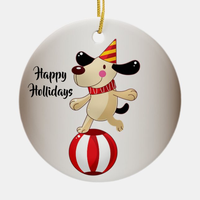 Weihnachten Circus Hund Elegante Feiertage Keramik Ornament (Vorne)