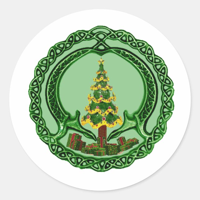 Weihnachten Claddagh Runder Aufkleber (Vorderseite)