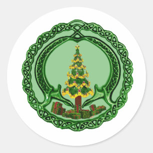 Weihnachten Claddagh Runder Aufkleber