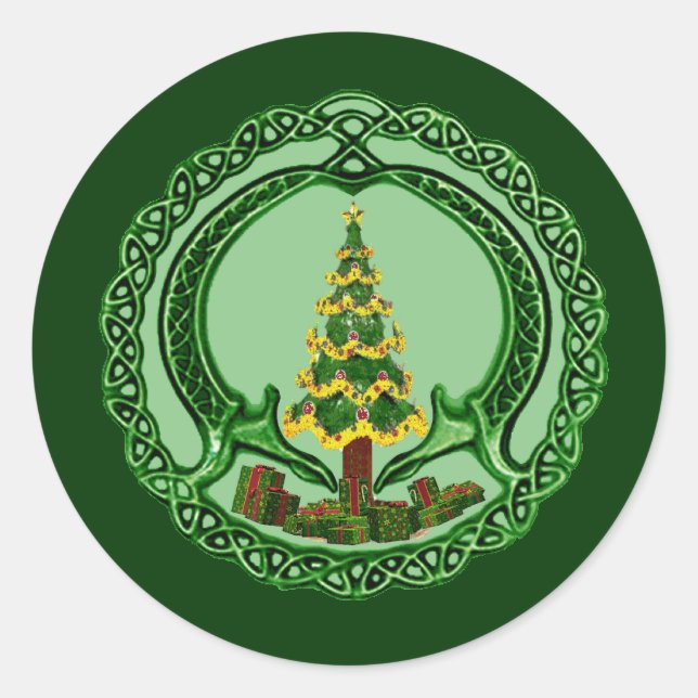 Weihnachten Claddagh Runder Aufkleber (Vorderseite)