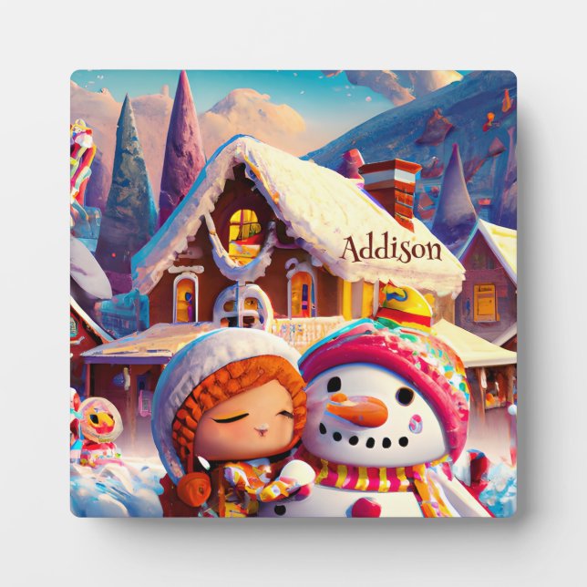 Weihnachten Clay Playday Gingerbrett Snowman Winte Fotoplatte (Vorderseite)